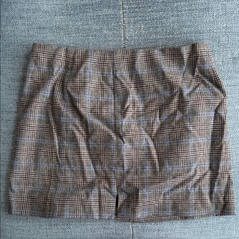 Madewell Plaid Mini Skirt in Brown and Gray Tones